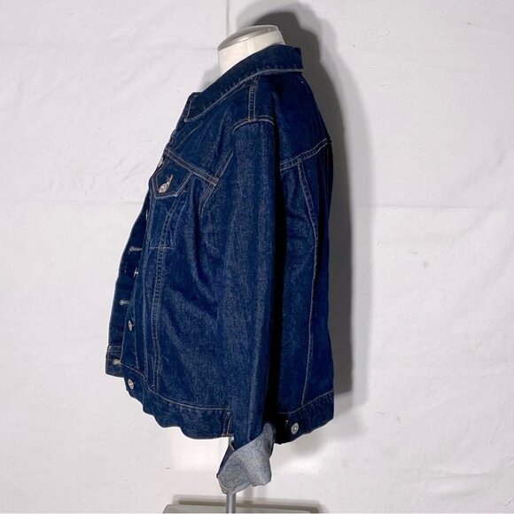 Vintage Reflect Jeans Oversized Dark Wash Button Up Denim Jean Jacket M - Picture 3 of 13